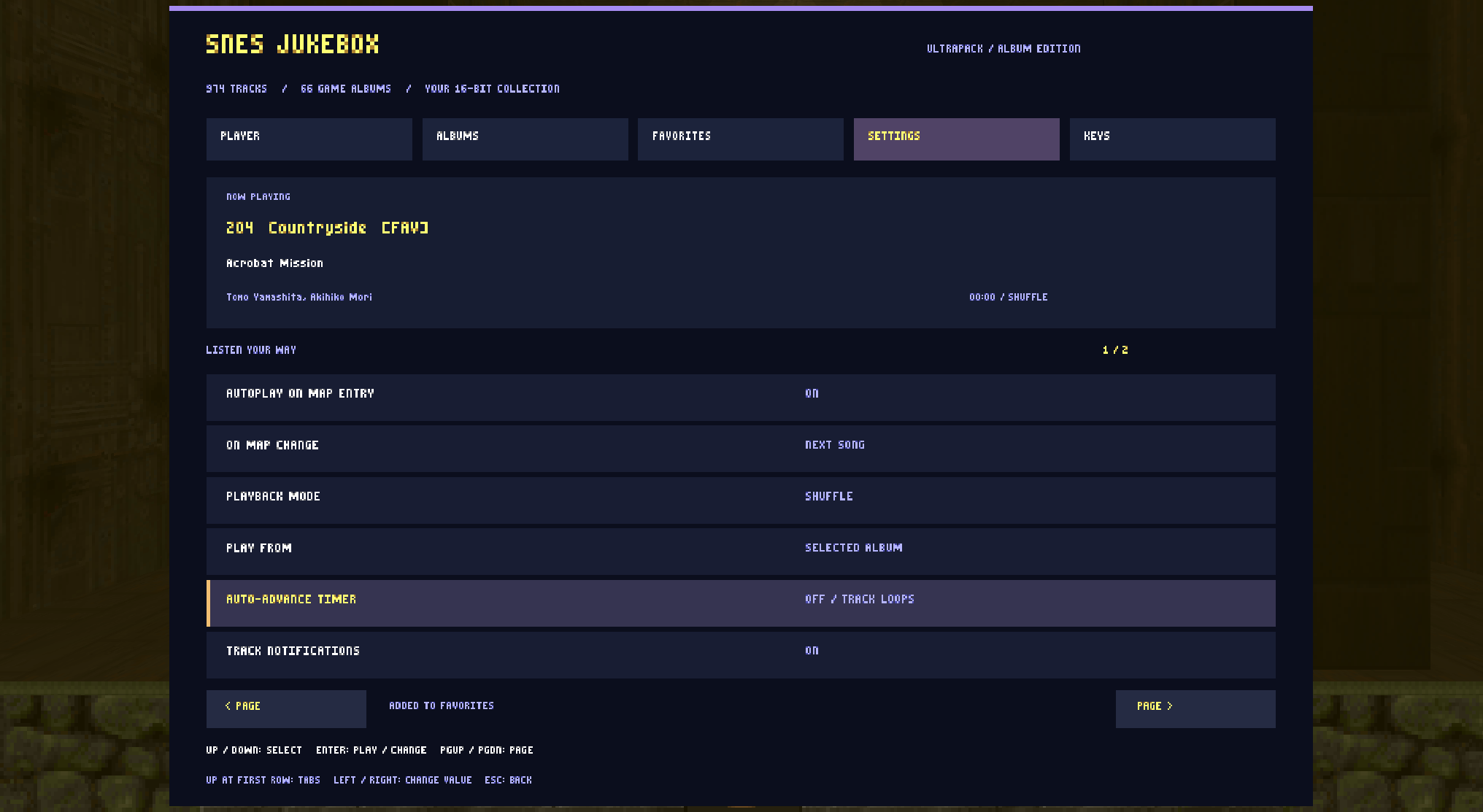 Autoplay, map-change and shuffle settings.